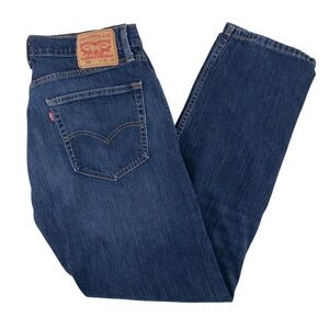 Levi's 505 Jeans Mens 36x32 Dark Wash Regular Fit Straight Leg Denim Classic Zip